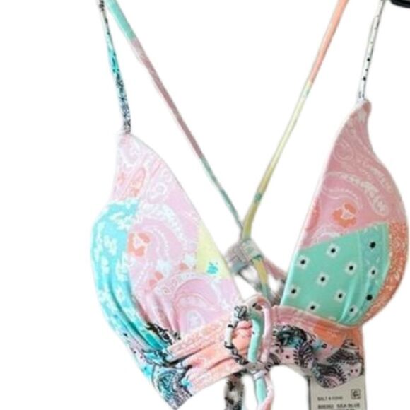 NWT Salt + Cove Juniors' Tunnel-Front Midkini Top swimwraf, swimming suit - Picture 8 of 9